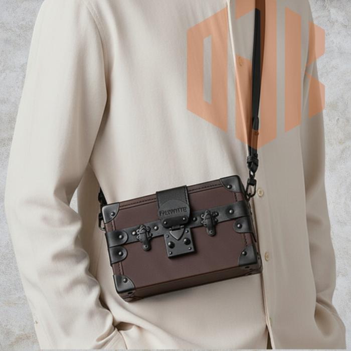 Luxurious SB-239 Box Shape Small Square Single Shoulder Leather Bag For Unisex